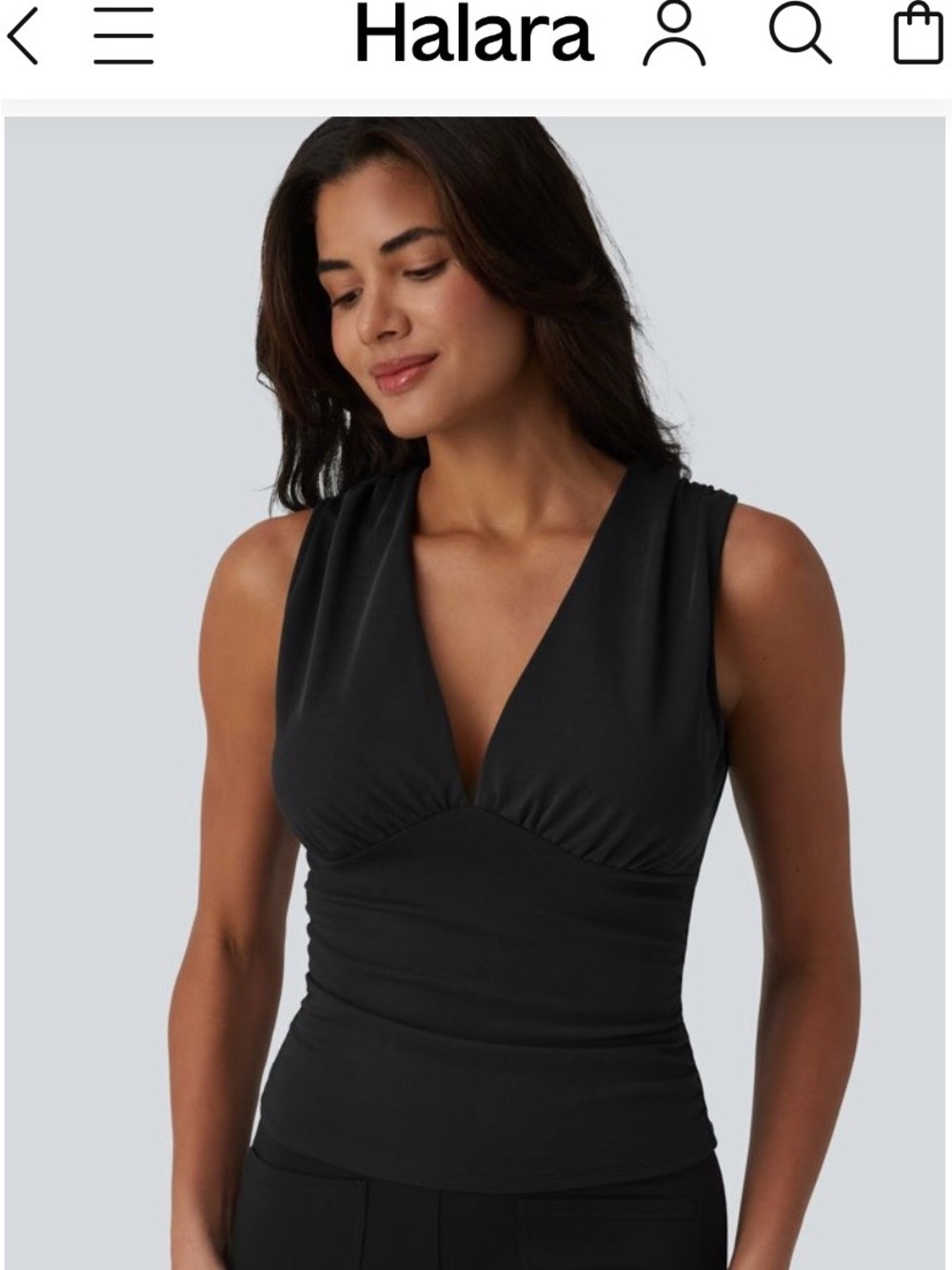 HALARA Black V-Neck Sleeveless Tank Top large
